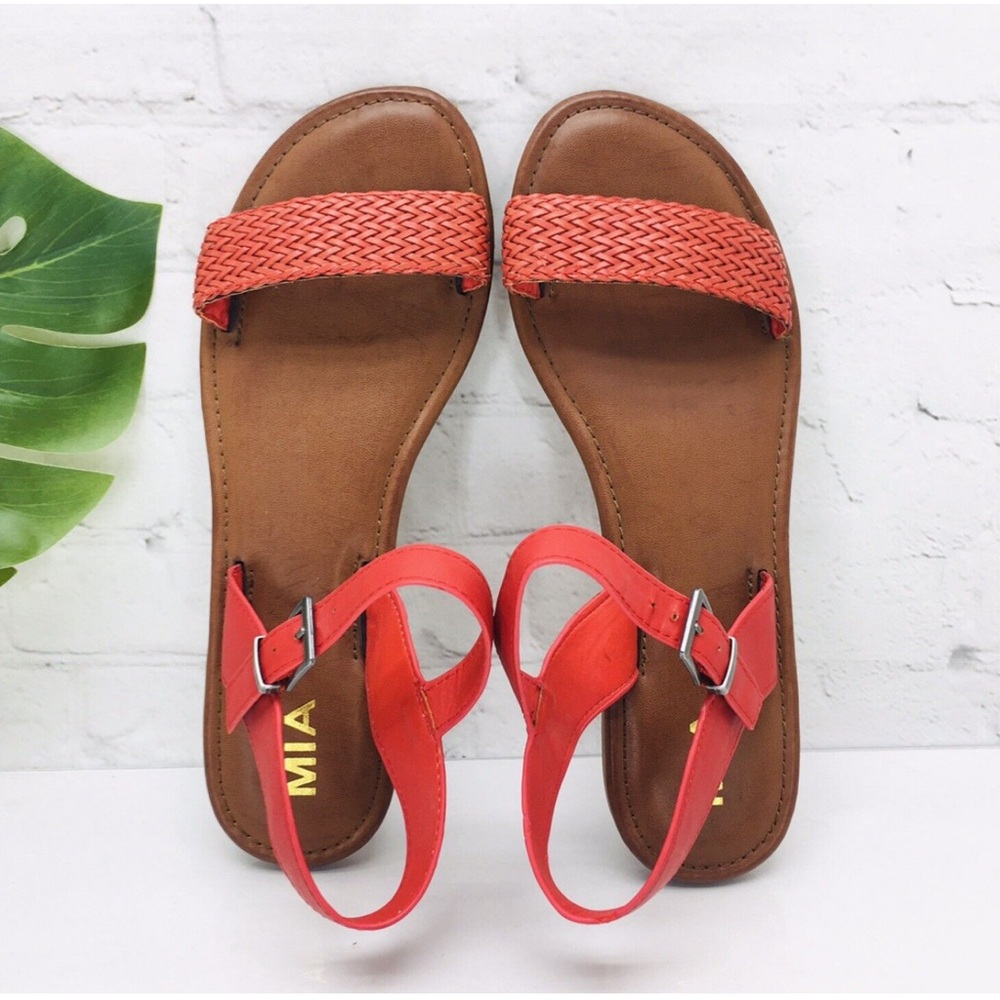 MIA Women's Red Calista Braided Sandals -Size 11